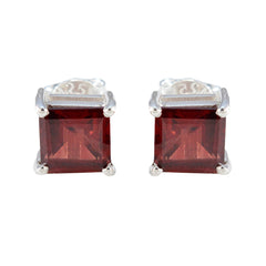 Aiko Red Solitaire Earrings for Everyday Glamour Garnet Red Stud