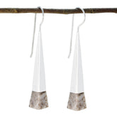 Aiko White Solitaire Dangle Earrings for Everyday Glam Dendrite Opal White Dangle