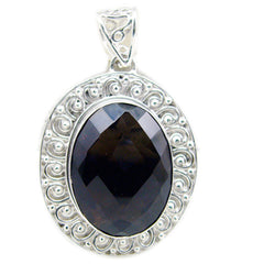 Aisha Brown Pendant Silver Oval Gemstone Necklace Smoky Quartz Brown Brown