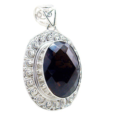 Aisha Brown Pendant Silver Oval Gemstone Necklace