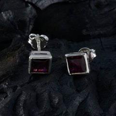 Alejandra Red Solitaire Stud Earrings for Everyday Glam