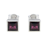 Alejandra Red Solitaire Stud Earrings for Everyday Glam Garnet Red Stud