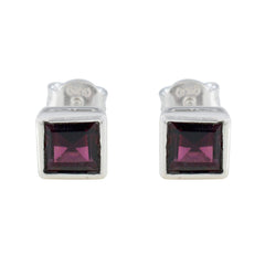 Alejandra Red Solitaire Stud Earrings for Everyday Glam Garnet Red Stud
