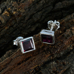 Alejandra Red Solitaire Stud Earrings for Everyday Glam