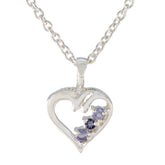 Alice Blue Delicate Pendant with Heart-Shaped Design Iolite Blue Blue