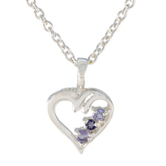 Alice Blue Delicate Pendant with Heart-Shaped Design Iolite Blue Blue