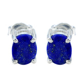 Alice Blue Solitaire Earrings for Effortless Elegance Lapis Lazuli Blue Stud