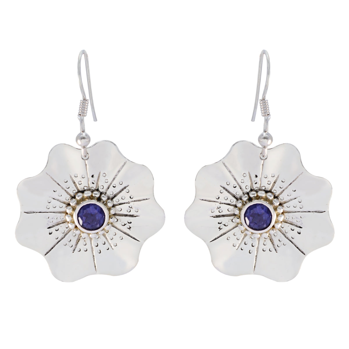 Alice Blue Solitaire Earrings for Everyday Glam Iolite Blue Dangle
