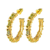 Alice Green Stud Earrings - Stylish Gold Hoops Peridot Green Stud