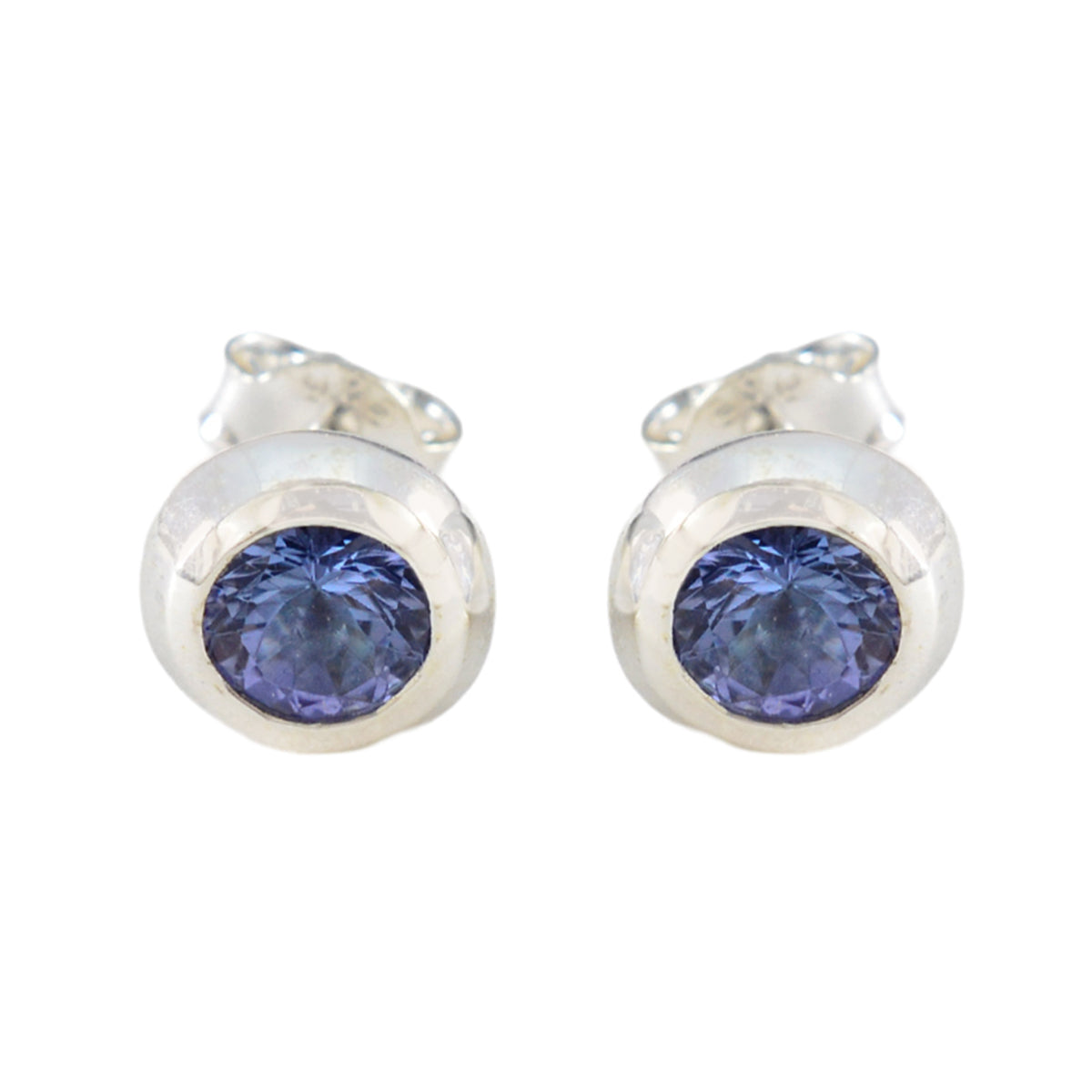 Amanda Blue Solitaire Stud Earrings - Elegant Gemstone Jewelry Blue Sapphire CZ Blue Stud