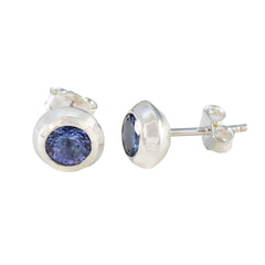 Amanda Blue Solitaire Stud Earrings - Elegant Gemstone Jewelry
