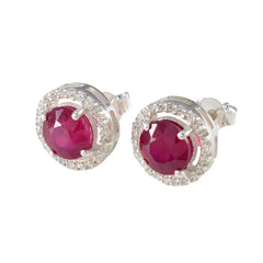 Amanda Red Stud Earrings with Sparkling Accents