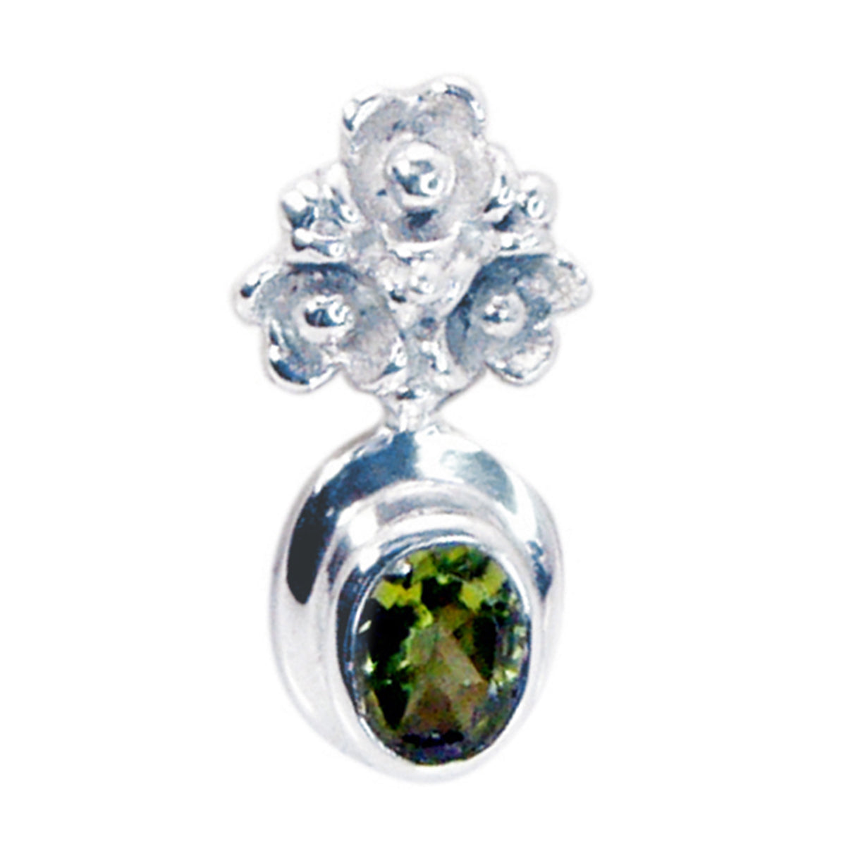 Amelia Pendant Jewelry Silver Floral Green Gemstone Peridot Green Green