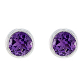 Hua Amethyst Color Stud Earrings for Everyday Glam Amethyst Purple Stud