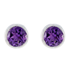 Hua Amethyst Color Stud Earrings for Everyday Glam Amethyst Purple Stud