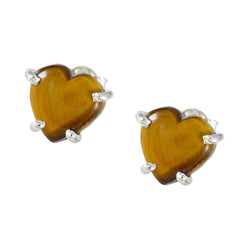 Ana Brown Solitaire Stud Earrings - Trendy Heart Design