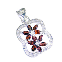Ananya Red Pendant: Elegant Gemstone Floral Design