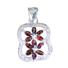 Ananya Red Pendant: Elegant Gemstone Floral Design Garnet Red Red