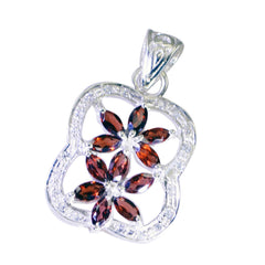 Ananya Red Pendant: Elegant Gemstone Floral Design