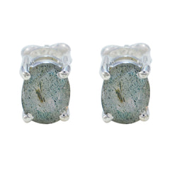 Andrea Grey Solitaire Stud Earrings for Everyday Glam Labradorite Gray Stud