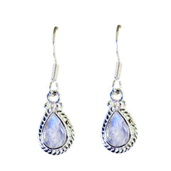 Andrea White Dangle Earrings for Chic Everyday Style Rainbow Moonstone White Dangle