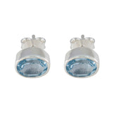 Anna Blue Solitaire Stud Earrings for Everyday Glam Blue Topaz Blue Stud