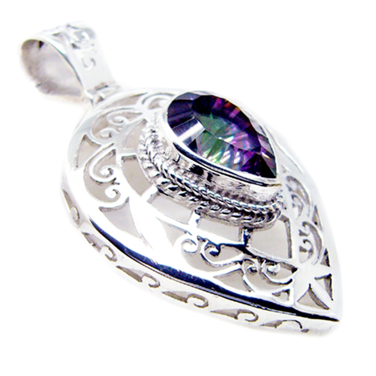 Antonia Gemstone Pendant - Elegant Silver Design Mystic Quartz multicolor Multicolor