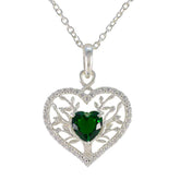 Antonia Heart Gemstone Jewelry Pendant Necklace Emerald CZ Green Green