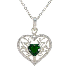 Antonia Heart Gemstone Jewelry Pendant Necklace Emerald CZ Green Green