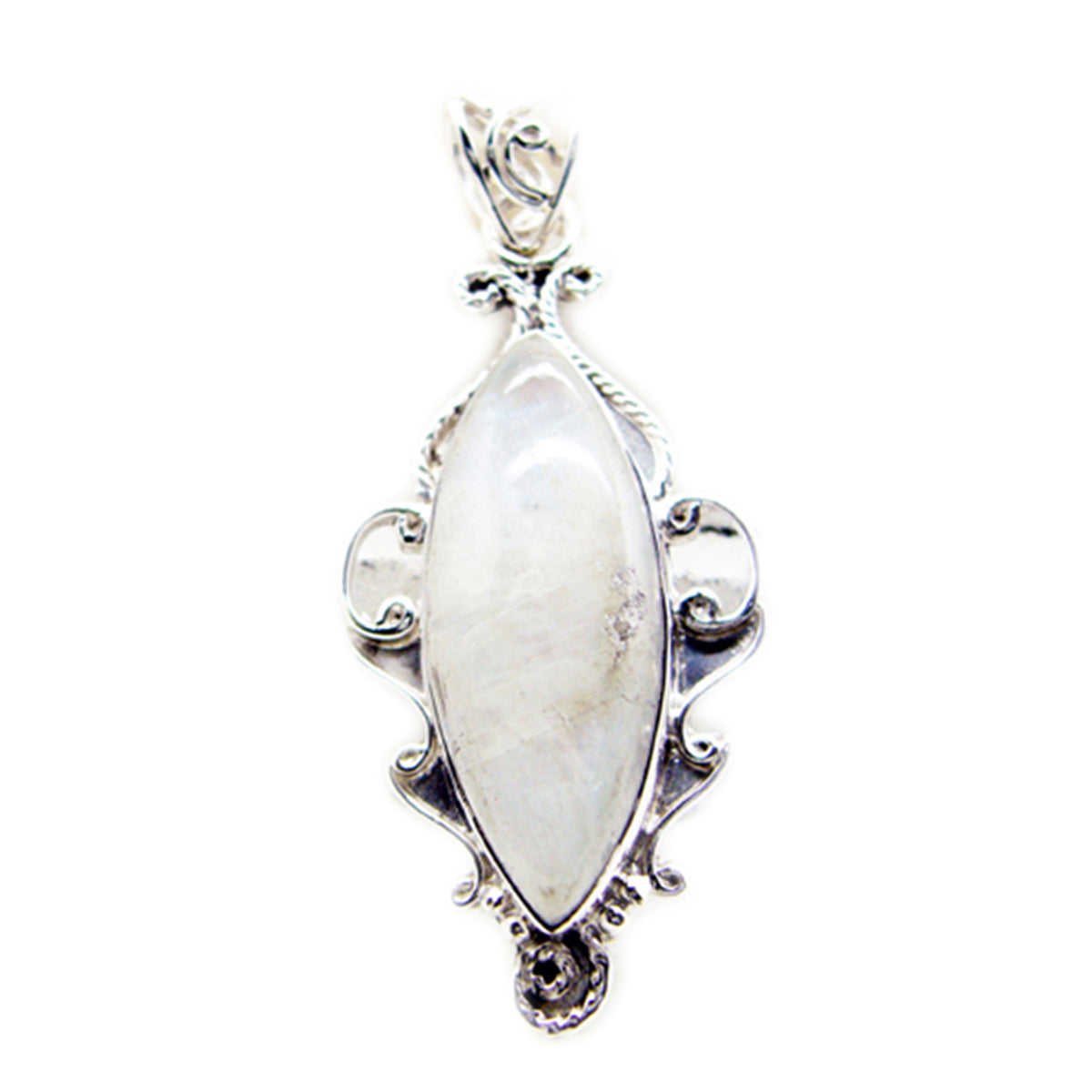 Antonia Statement Pendant with Elegant Gemstone Design Rainbow Moonstone White White