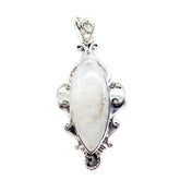 Antonia Statement Pendant with Elegant Gemstone Design Rainbow Moonstone White White