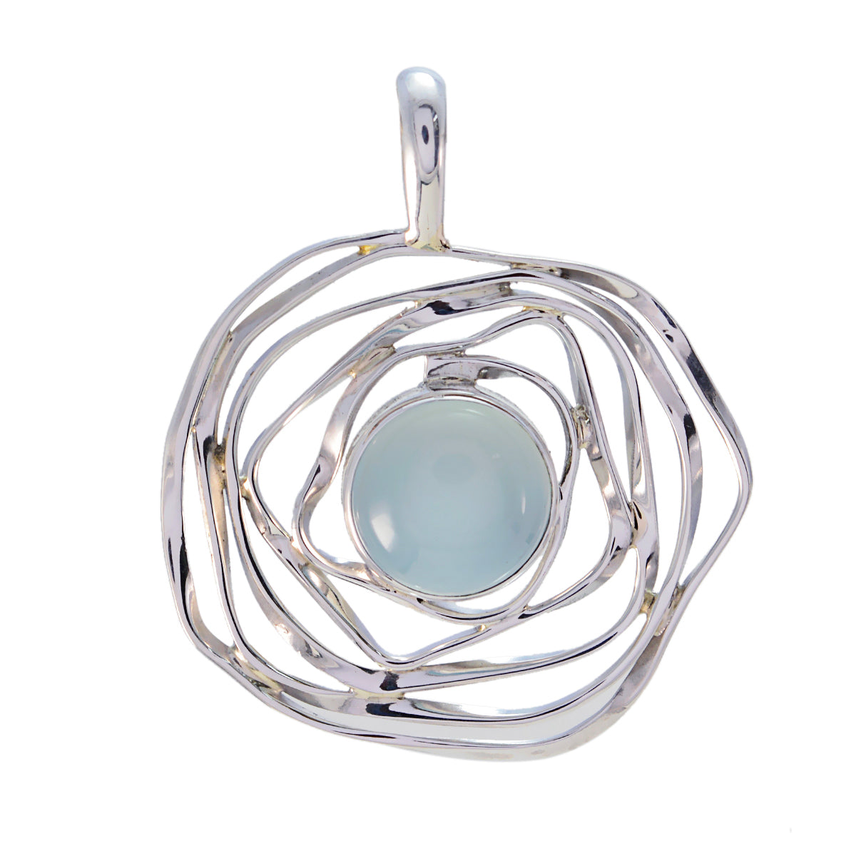 Paula Aqua Rope Wire Pendant - Stylish Gemstone Jewelry Aqua Chalcedony Aqua Aqua