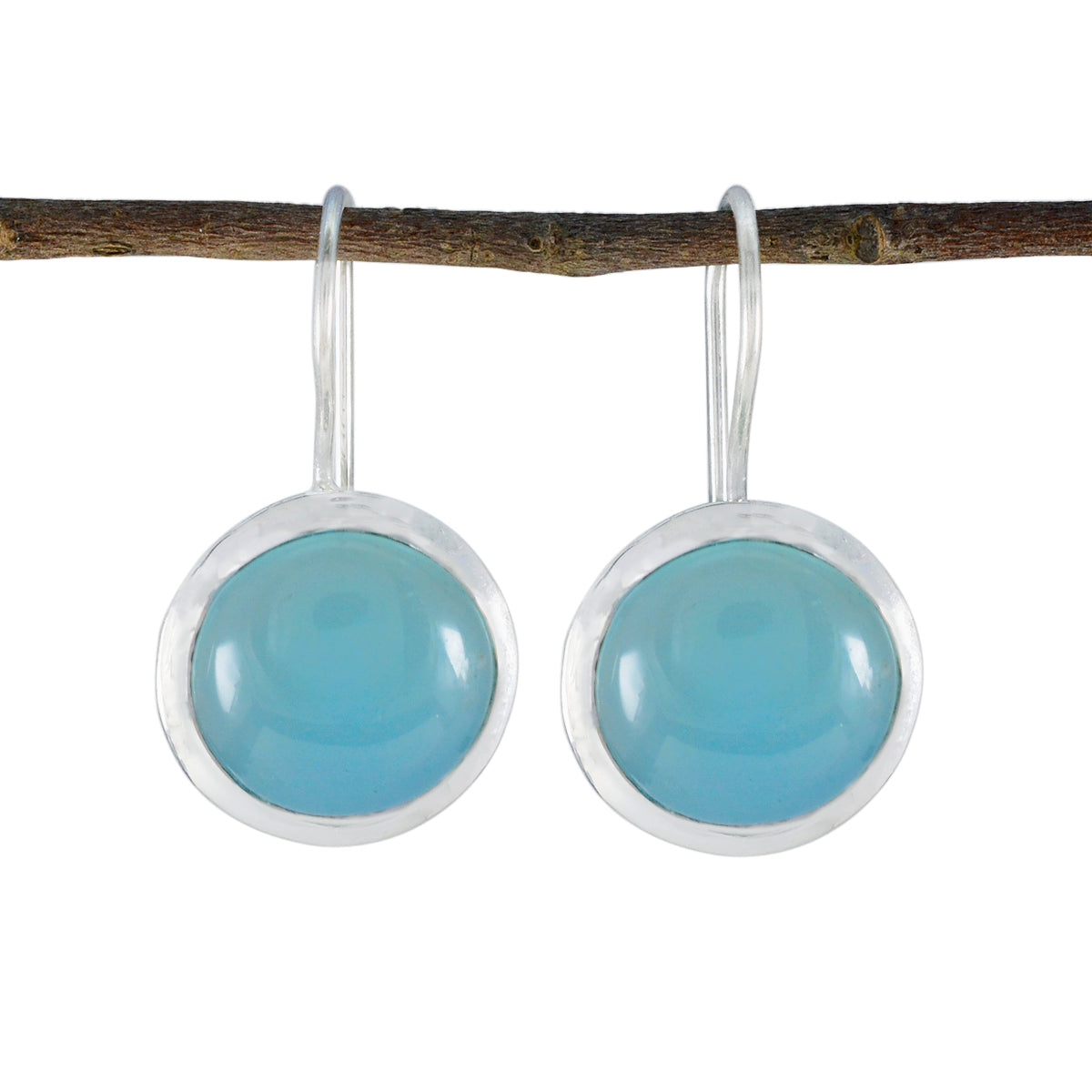 Evelyn Aqua Solitaire Earrings for Stylish Elegance Aqua Chalcedony Green Dangle