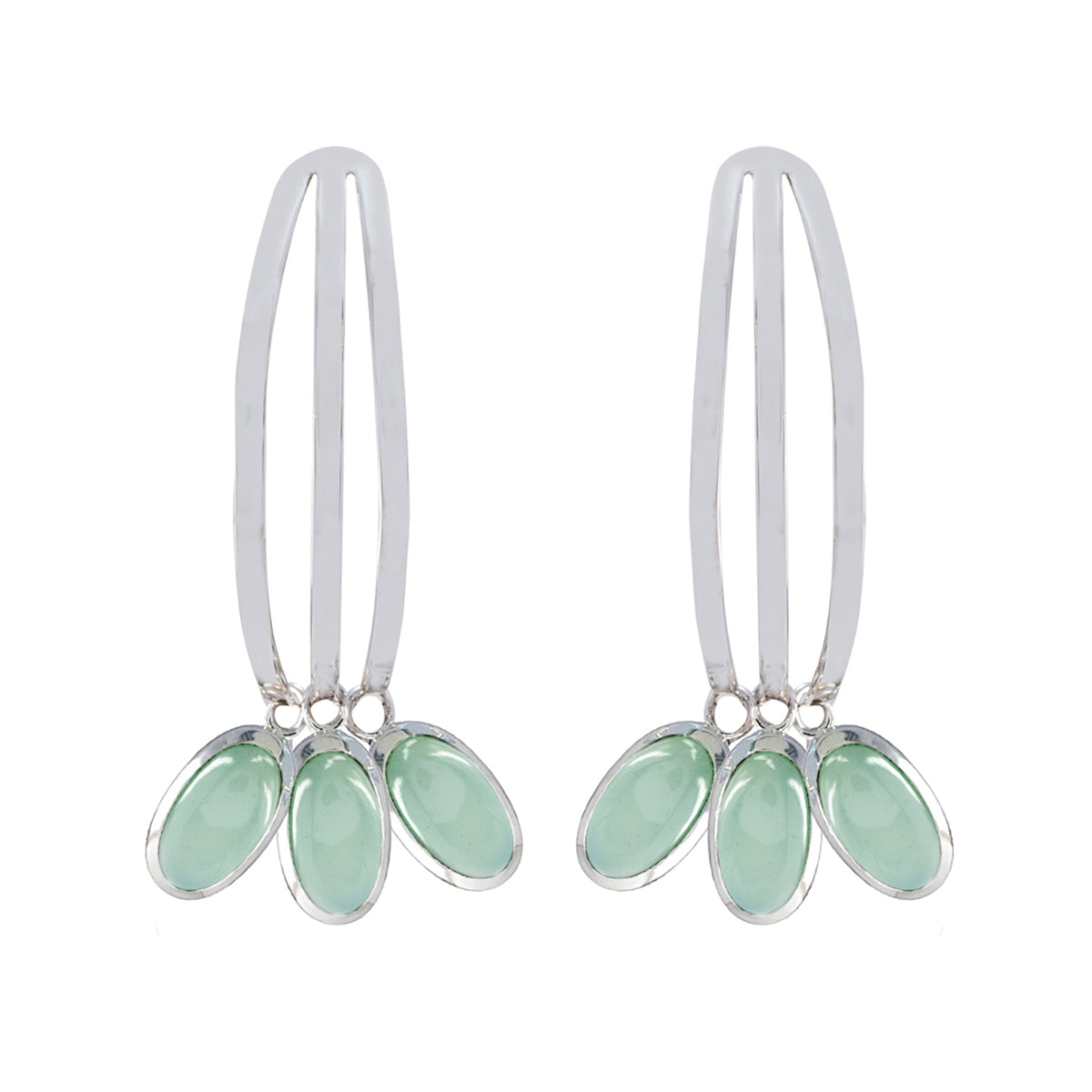 Natalia Aqua Statement Stud Earrings for Stylish Glow Aqua Chalcedony Green Stud