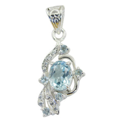 Aria Blue Pendant Jewelry - Elegant Silver Design Blue Topaz Blue Blue