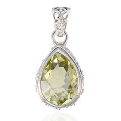 Aria Gemstone Necklace - Elegant Pendant Jewelry Lemon Quartz Yellow Yellow