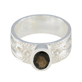 Lucia Art Deco Brown Solitaire Ring - Stylish Statement Piece smoky quartz Brown