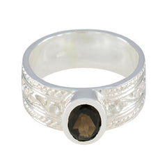 Lucia Art Deco Brown Solitaire Ring - Stylish Statement Piece smoky quartz Brown