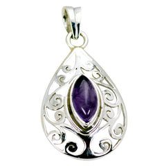 Ivy Art-Deco Featherlight Pendant with Amethyst Gemstone Amethyst Purple Purple