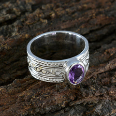 Maria Art Deco Purple Ring with Intricate Silver Design