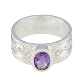 Maria Art Deco Purple Ring with Intricate Silver Design Amethyst Purple