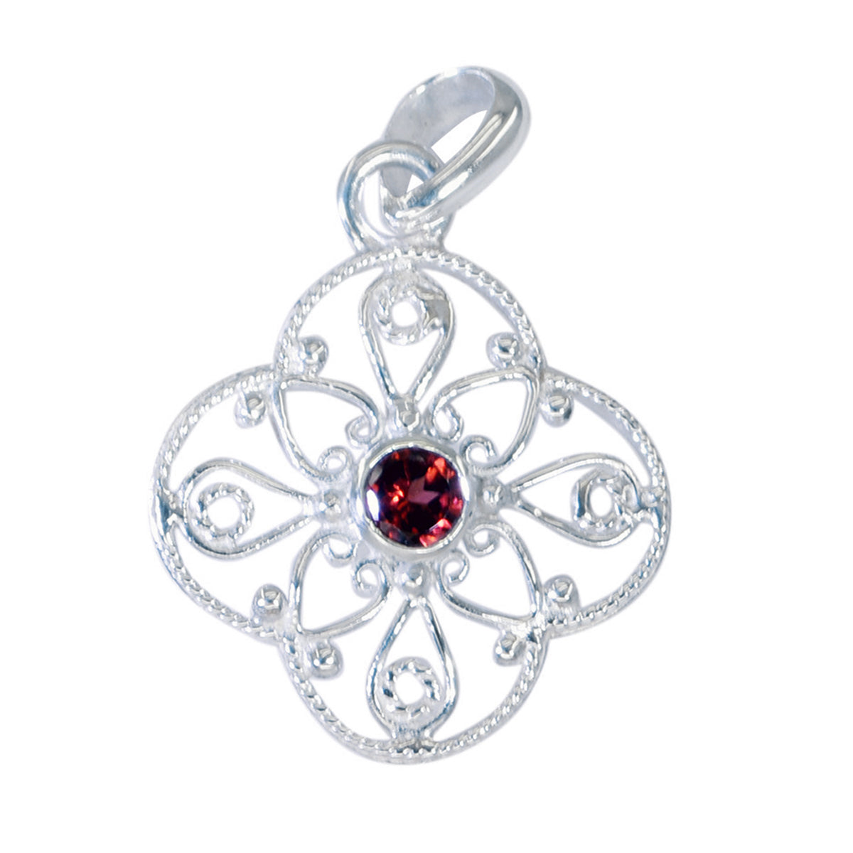 Ines Art Deco Red Pendant with Elegant Design Garnet Red Red