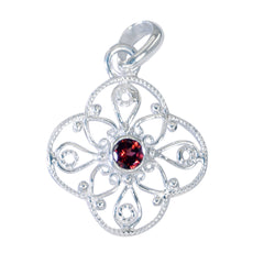 Ines Art Deco Red Pendant with Elegant Design Garnet Red Red