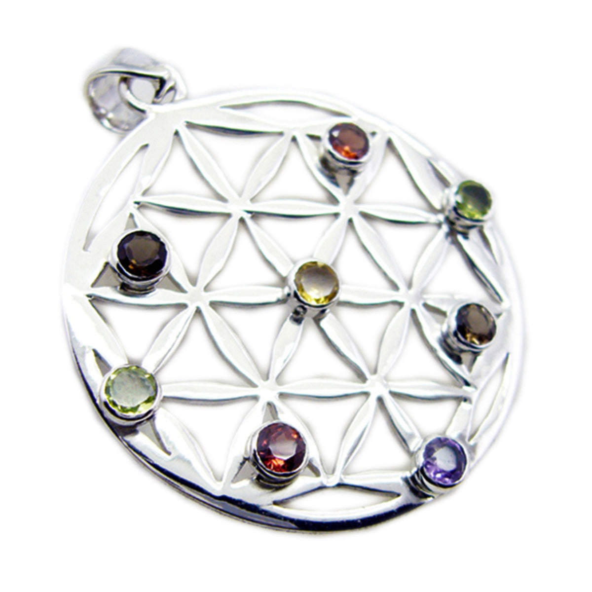 Ida Art Deco Statement Pendant with Colorful Gemstones Multi Stone multicolor Multicolor