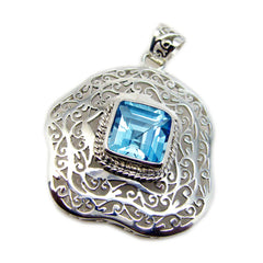 Marie Art-Deco Statement Pendant with Blue Gemstone