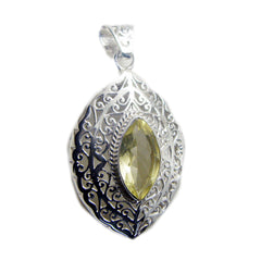 Tereza Art Deco Statement Pendant with Gemstone Accent Lemon Quartz Yellow Yellow