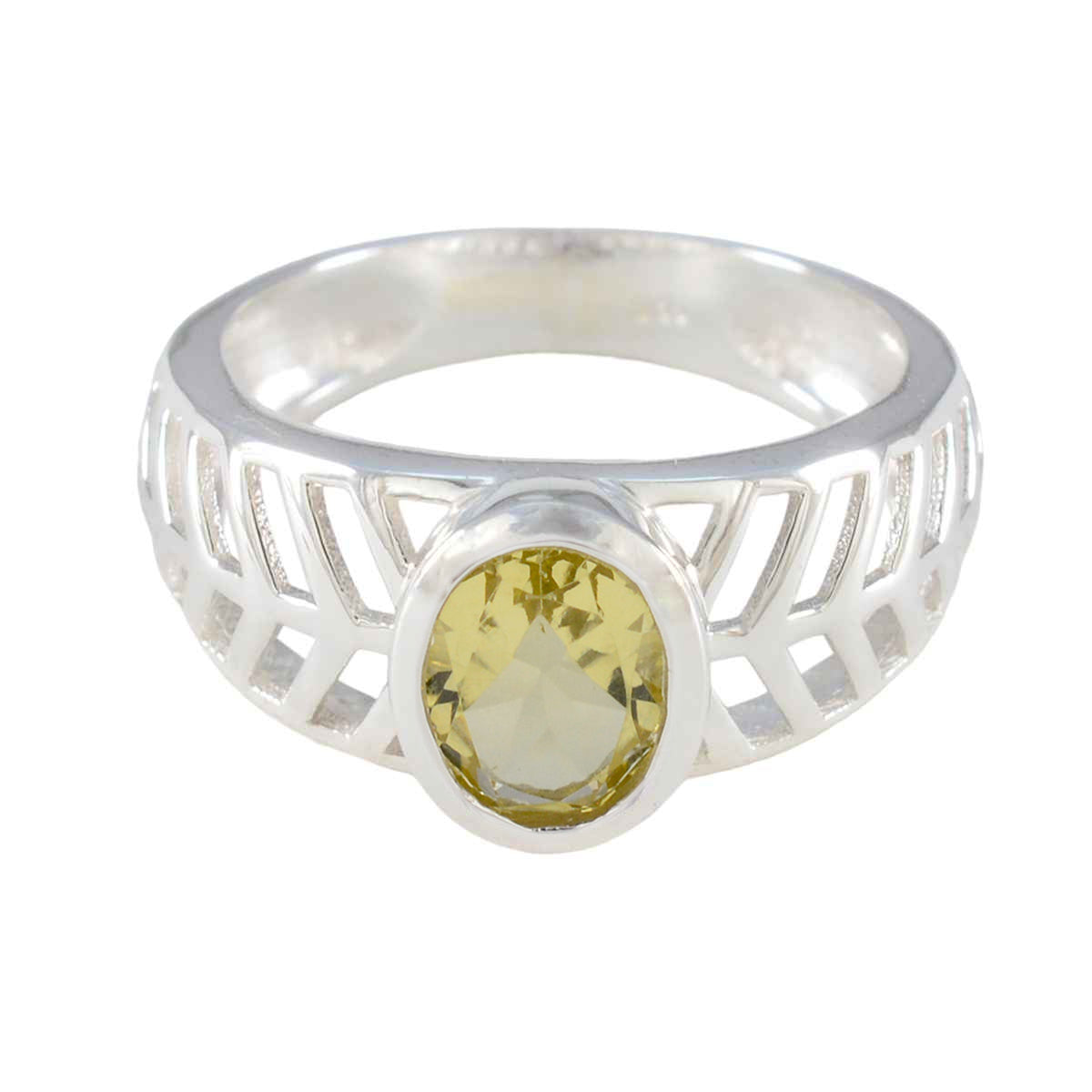Savannah Art Deco Yellow Solitaire Ring Lemon Quartz Yellow