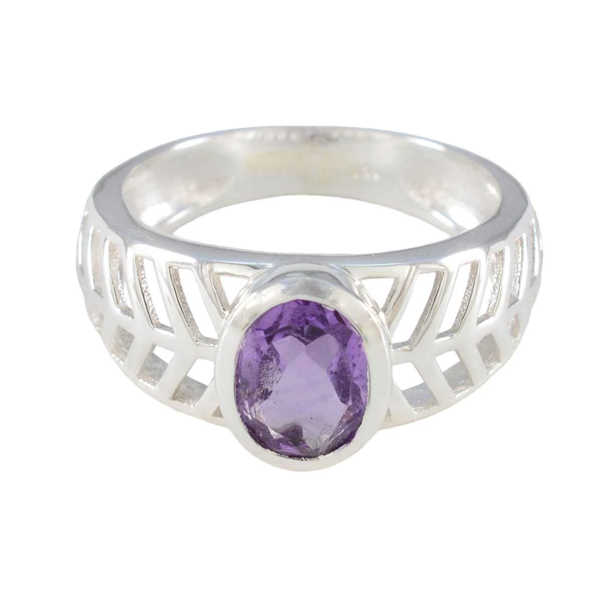 Sarah Art Deco Purple Solitaire Ring Amethyst Purple