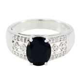 Mathilde Artisan Black Halo Ring with Silver Accents Black Onyx Black