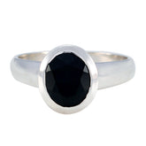 Freya Artisan Black Solitaire Ring Sterling Silver Black Onyx Black